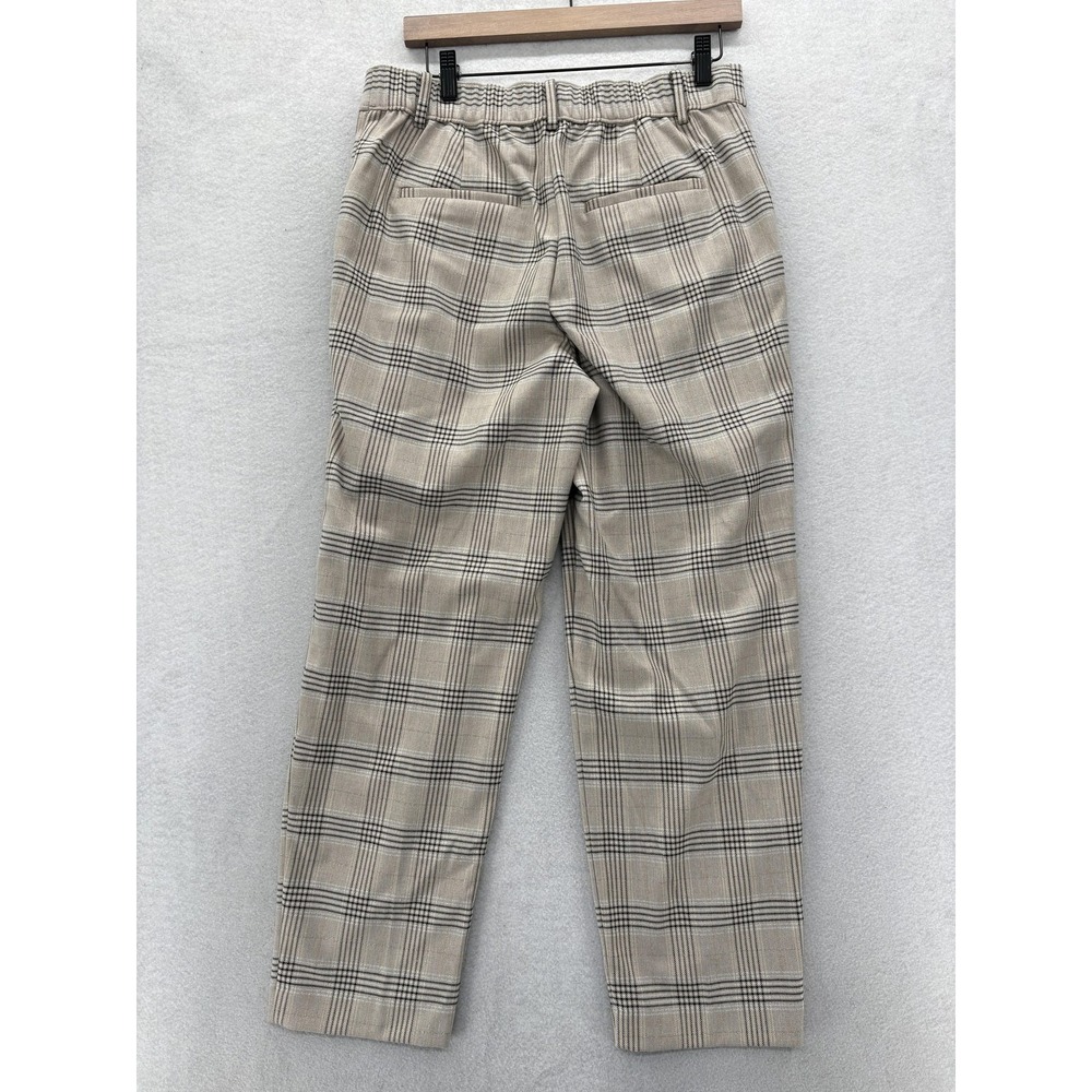 LOFT Dress Pants Womens 6 Beige Plaid Tapered Leg Elastic Waist Career Workwear - Picture 10 of 11